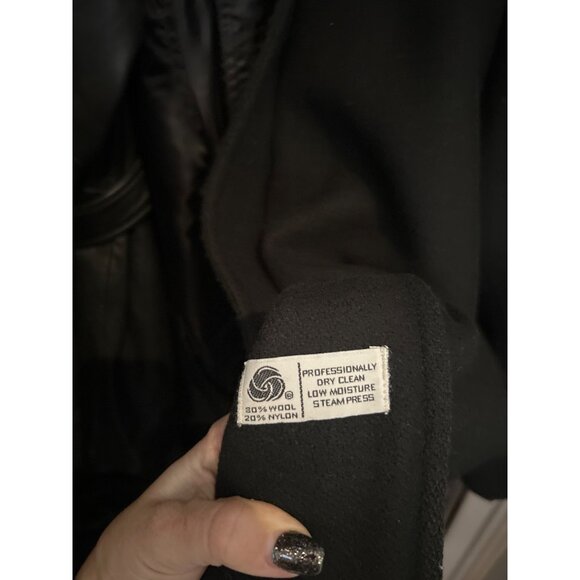 Vintage Billi by Billycoat Long Black Wool Overcoat Hooded Heavy Made in USA XL - Picture 13 of 16